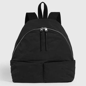 HP🛍All Saints Olena Black Leather Fabric Backpack